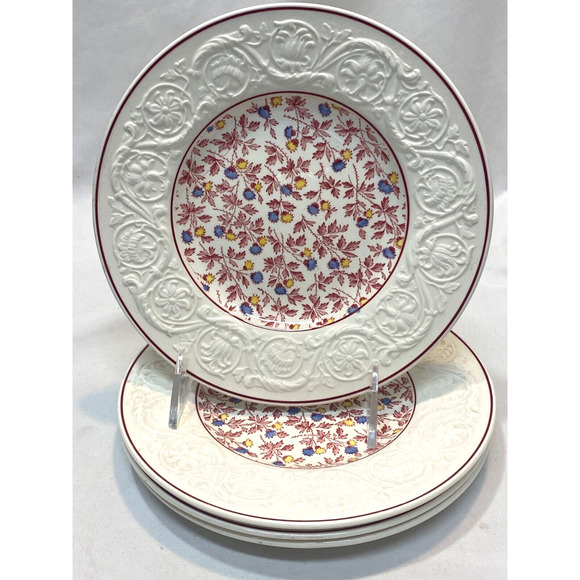Wedgwood Patrician Crimson Pompadour Salad Plates 7.5" England (4) - Picture 1 of 6